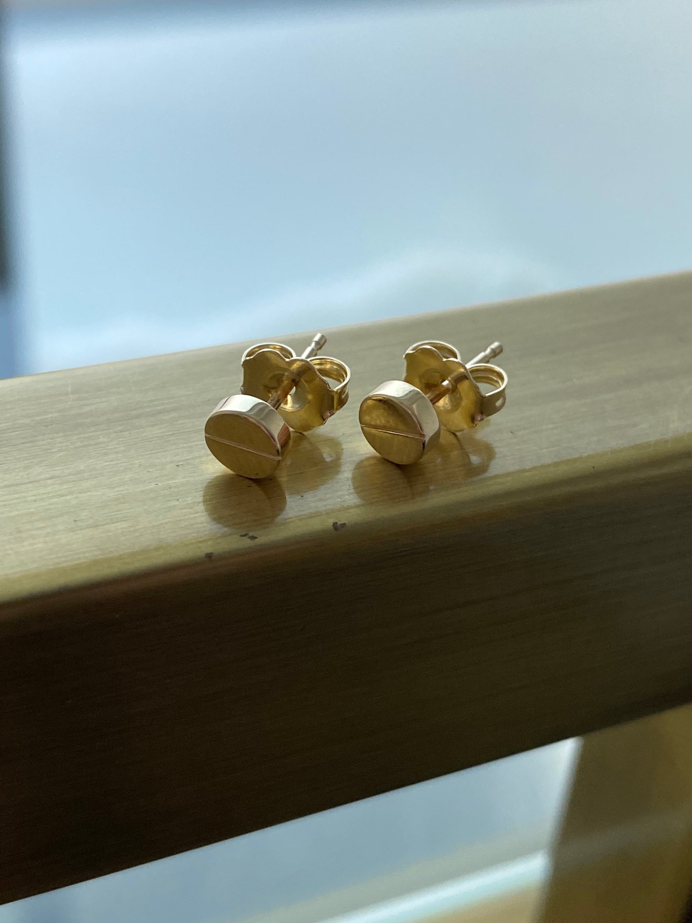 Screw Head Stud Earrings in 14K Solid Gold.
